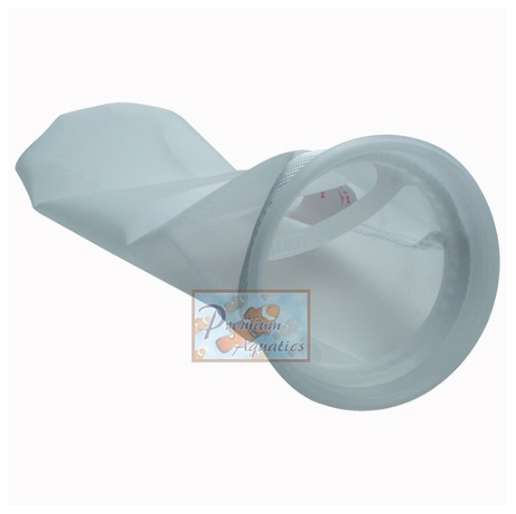Premium Aquatics 200 Micron Mesh Filter Sock - 4” x 14” with Plastic Ring