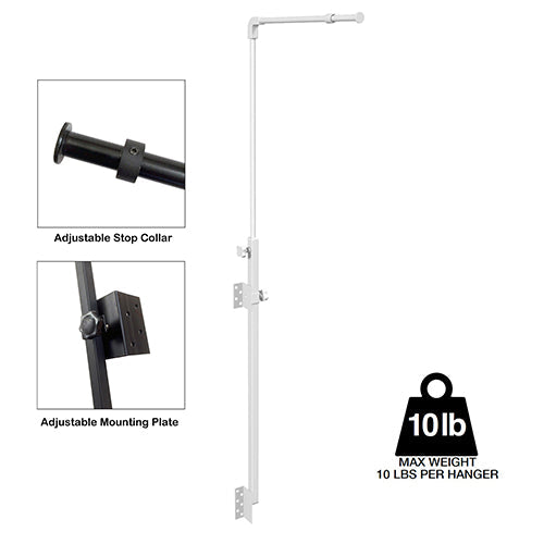 Aquatic Light Fixture Hanger - 10 Lb Max, T5 Hybrid/Universal WHITE (single bracket)