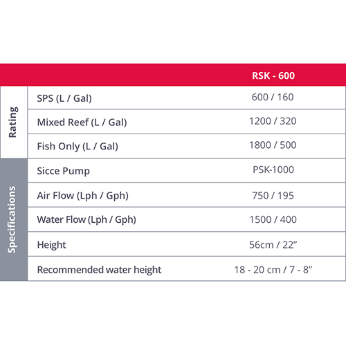 Red Sea RSK 600 Reefer Protein Skimmer