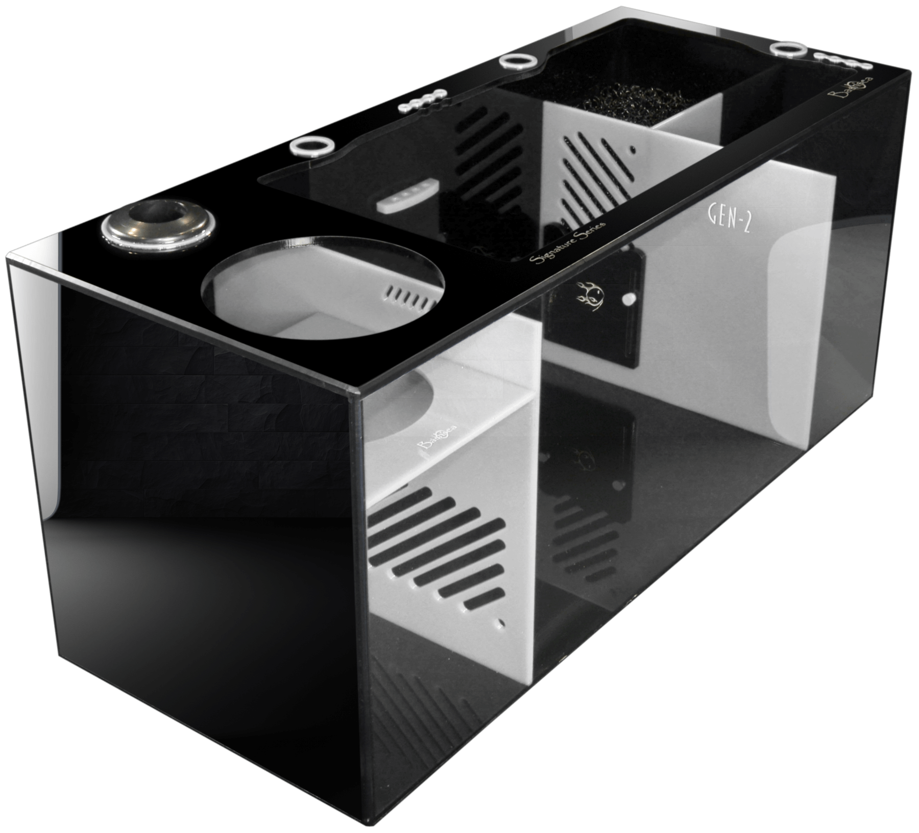 Bashsea 36x15x16" Tuxedo Signature Series Sump GEN 2 - BLACK & WHITE