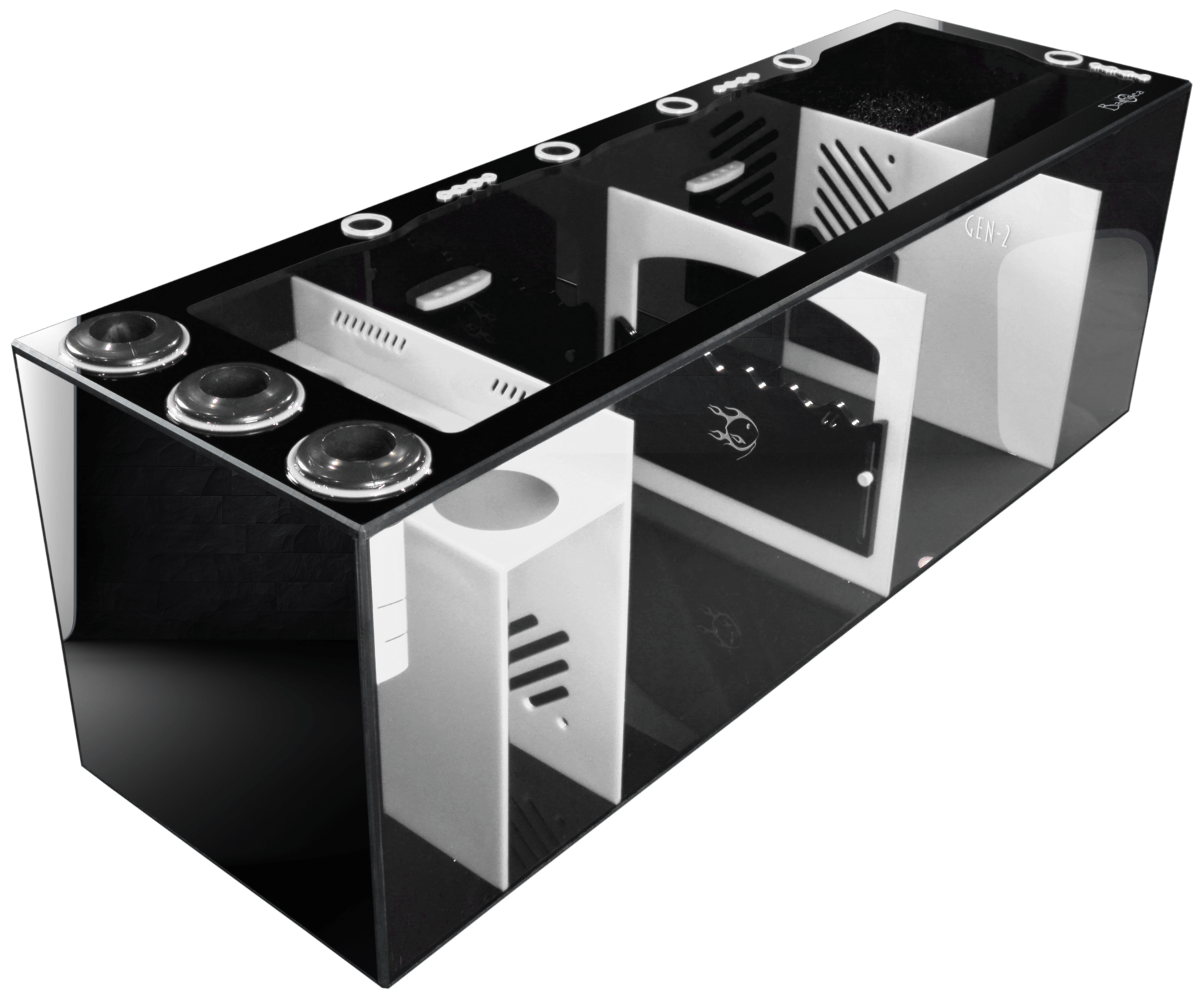 Bashsea 48x15x16" Tuxedo Signature Series Sump GEN 2 - BLACK & WHITE