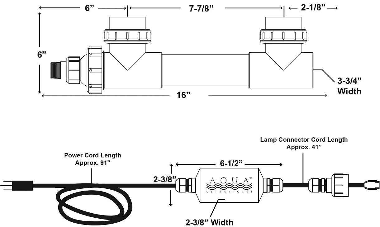 Aqua Ultraviolet Classic 8 Watt Unit - 3/4" Black