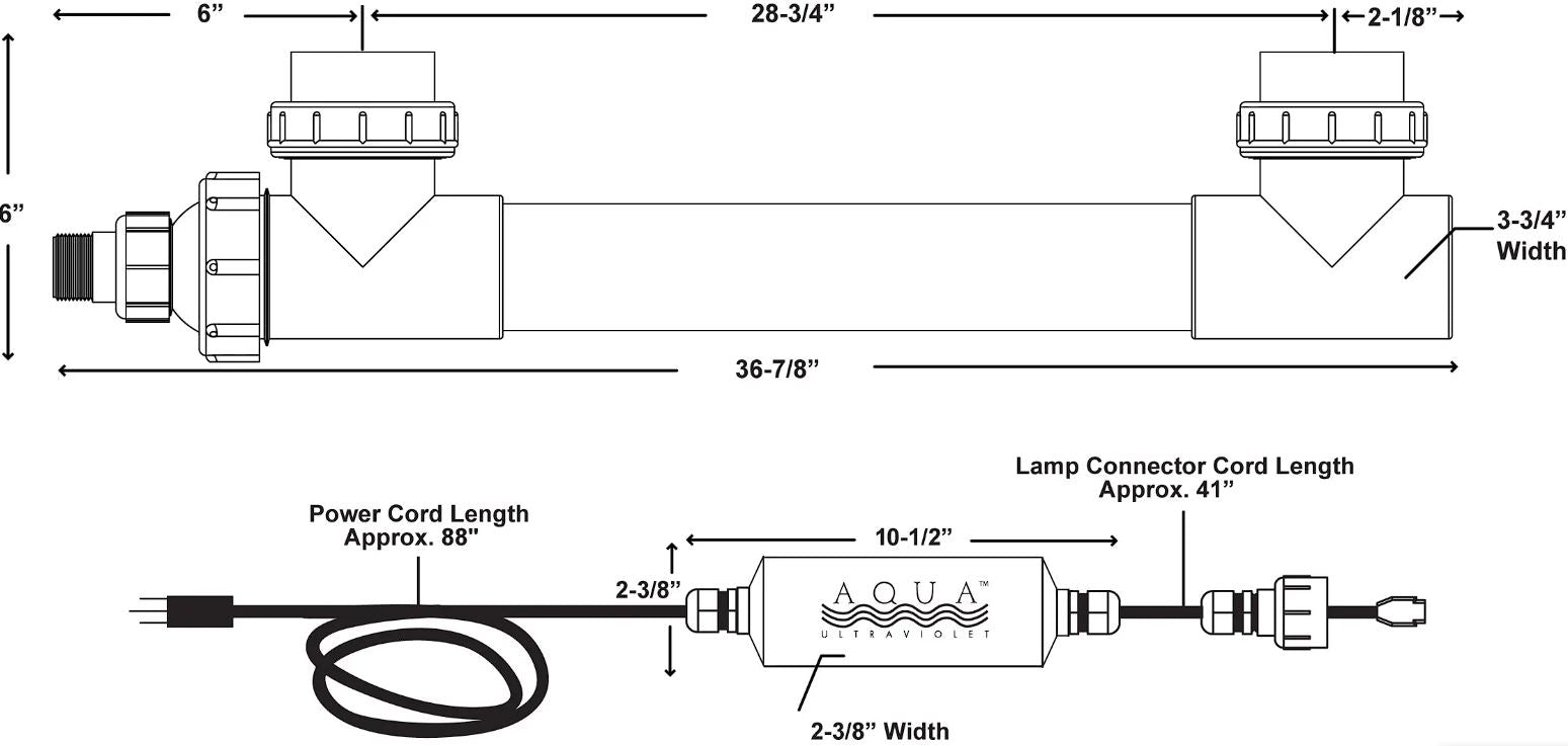 Aqua Ultraviolet Classic 40 Watt Unit - 3/4" Black