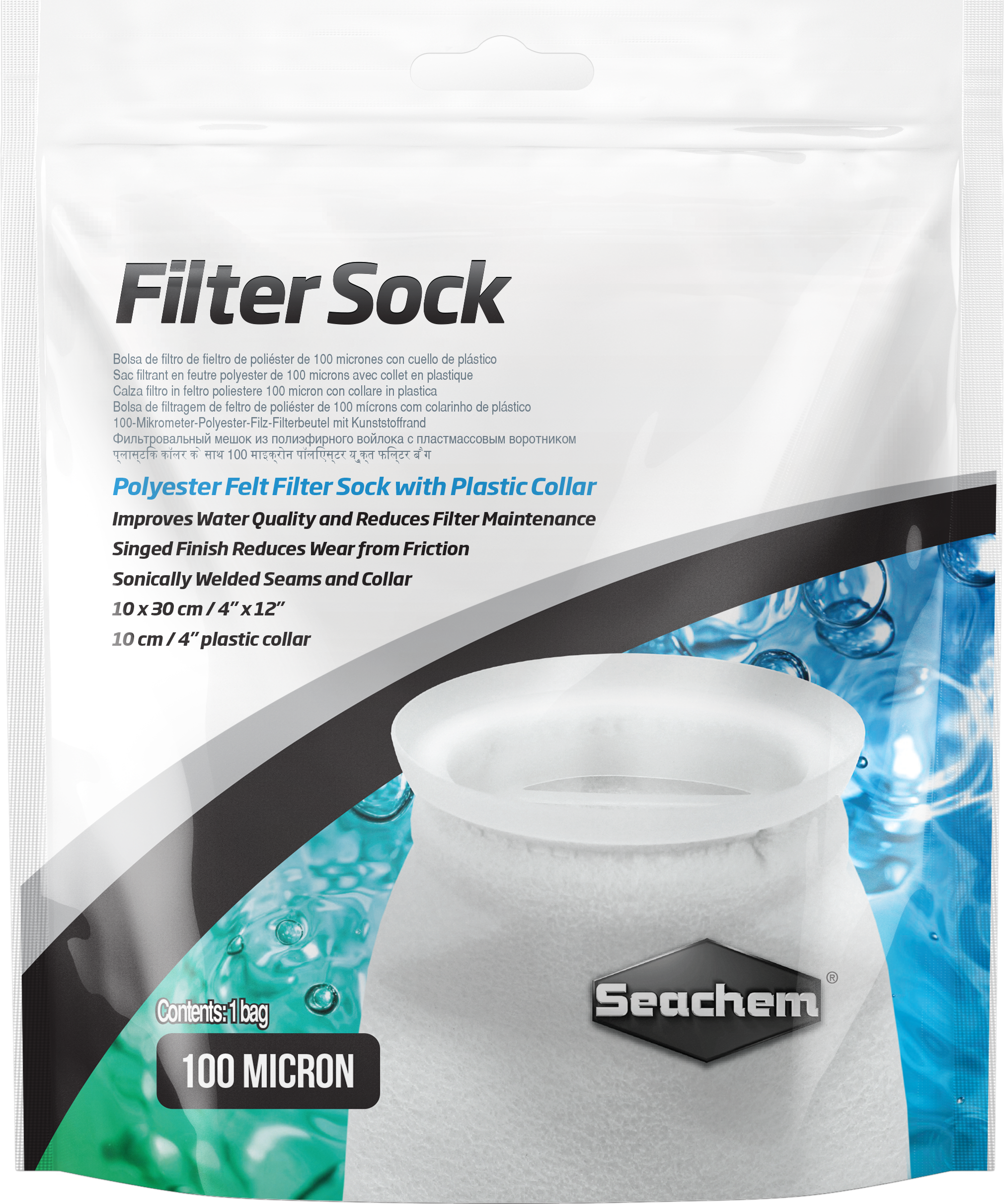 Seachem Filter Sock - 100 micron 4x12"