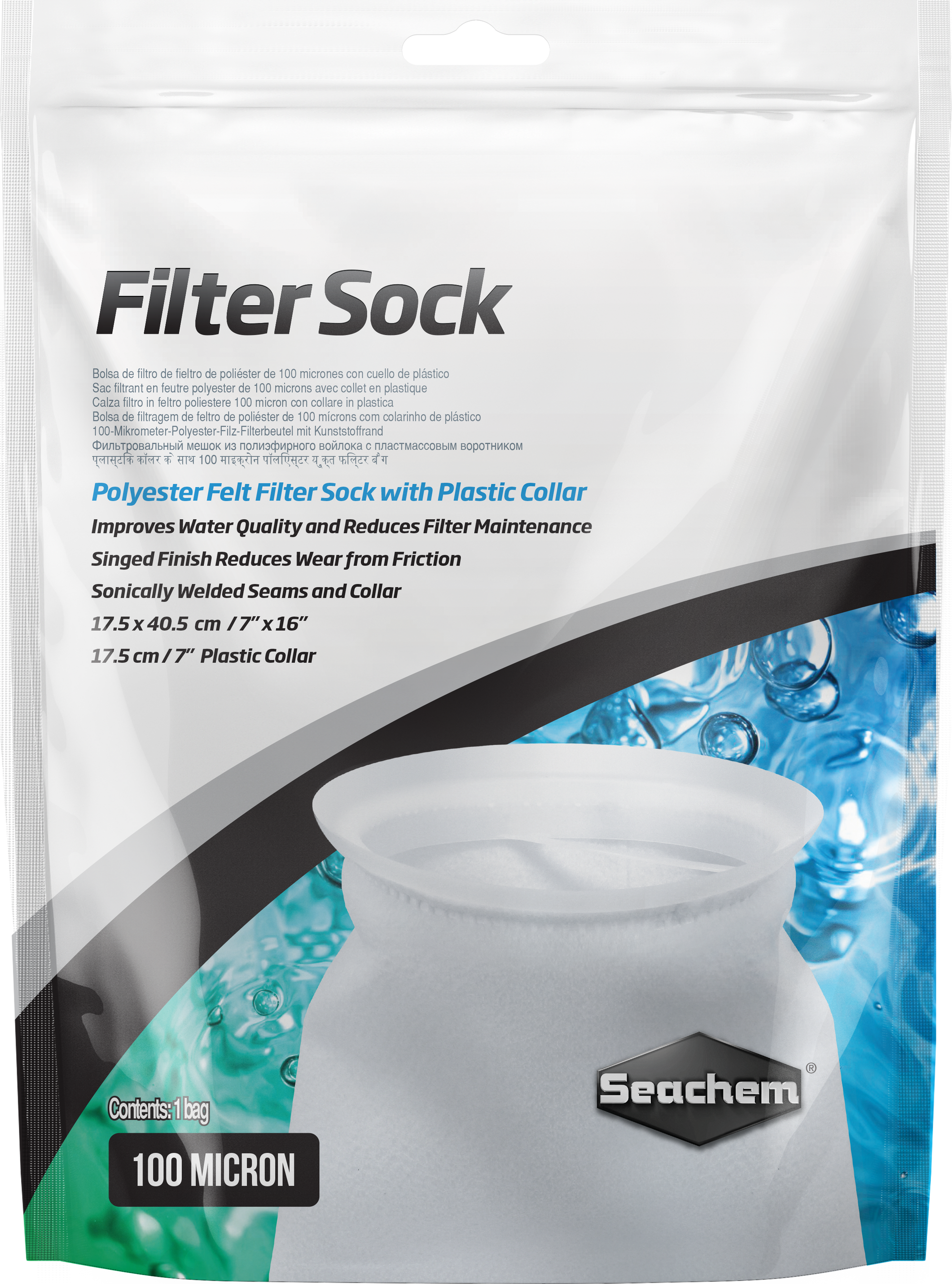 Seachem Filter Sock - 100 micron 7x16"