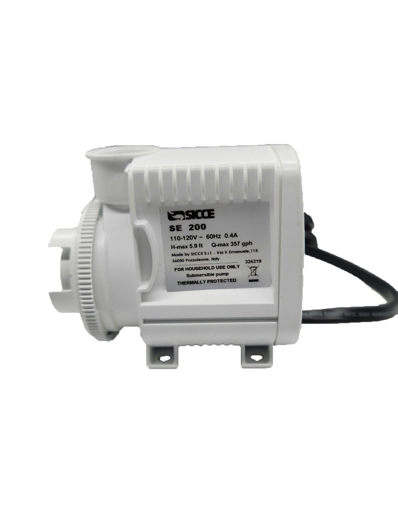 Eshopps S-120 Skimmer pump, Sicce SE-200  (357 gph)