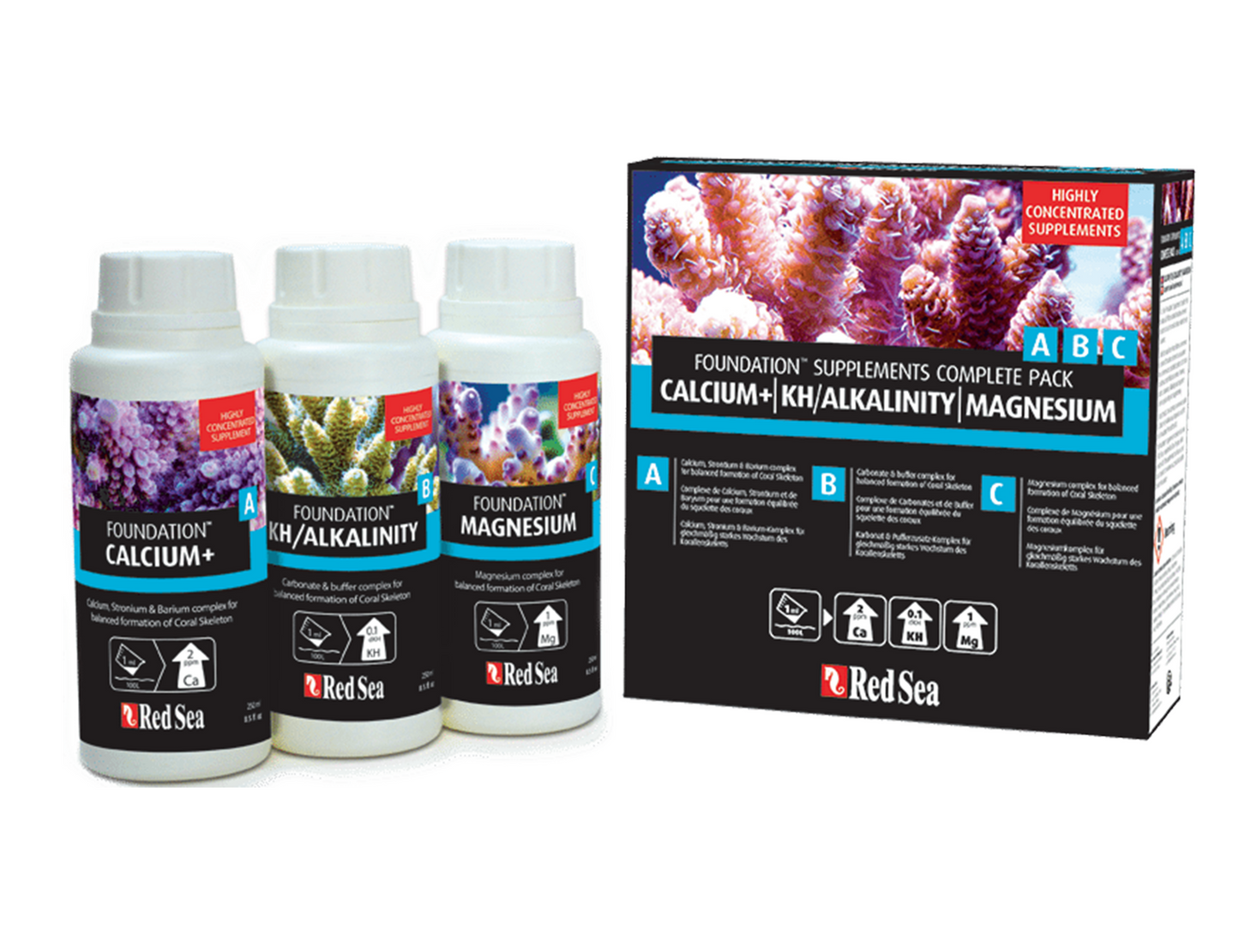 Red Sea Reef Foundation A, B, C 3-Pack (3x250ml Liquid)