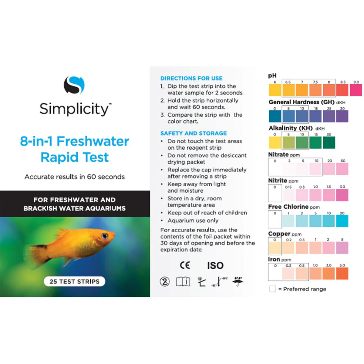 Simplicity 8-in-1 Freshwater Rapid Test - 25 Test Strips