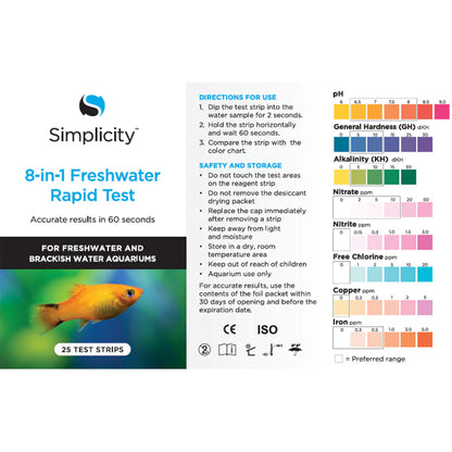 Simplicity 8-in-1 Freshwater Rapid Test - 25 Test Strips