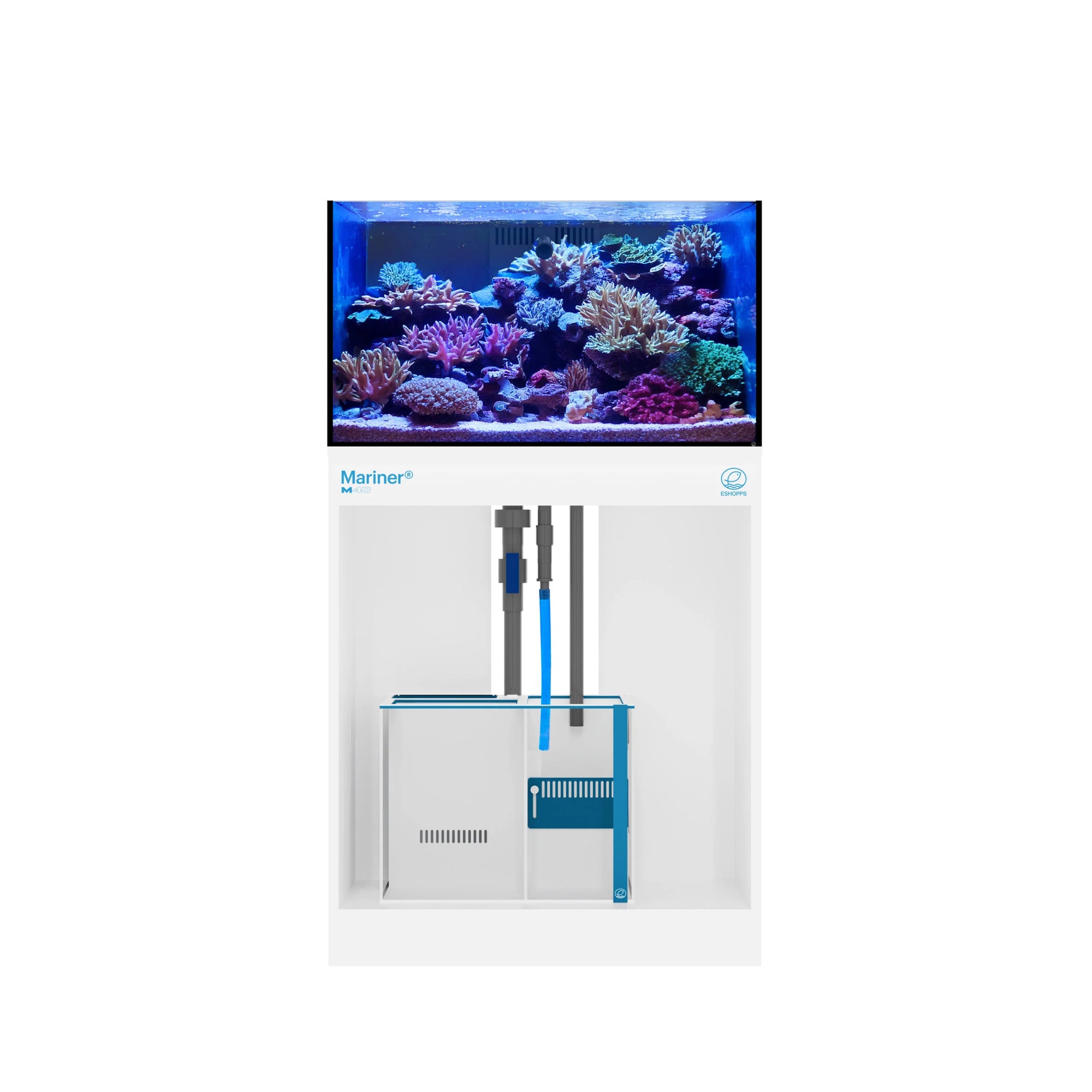 Eshopps Mariner 40 Gallon Rimless Reef Tank - White